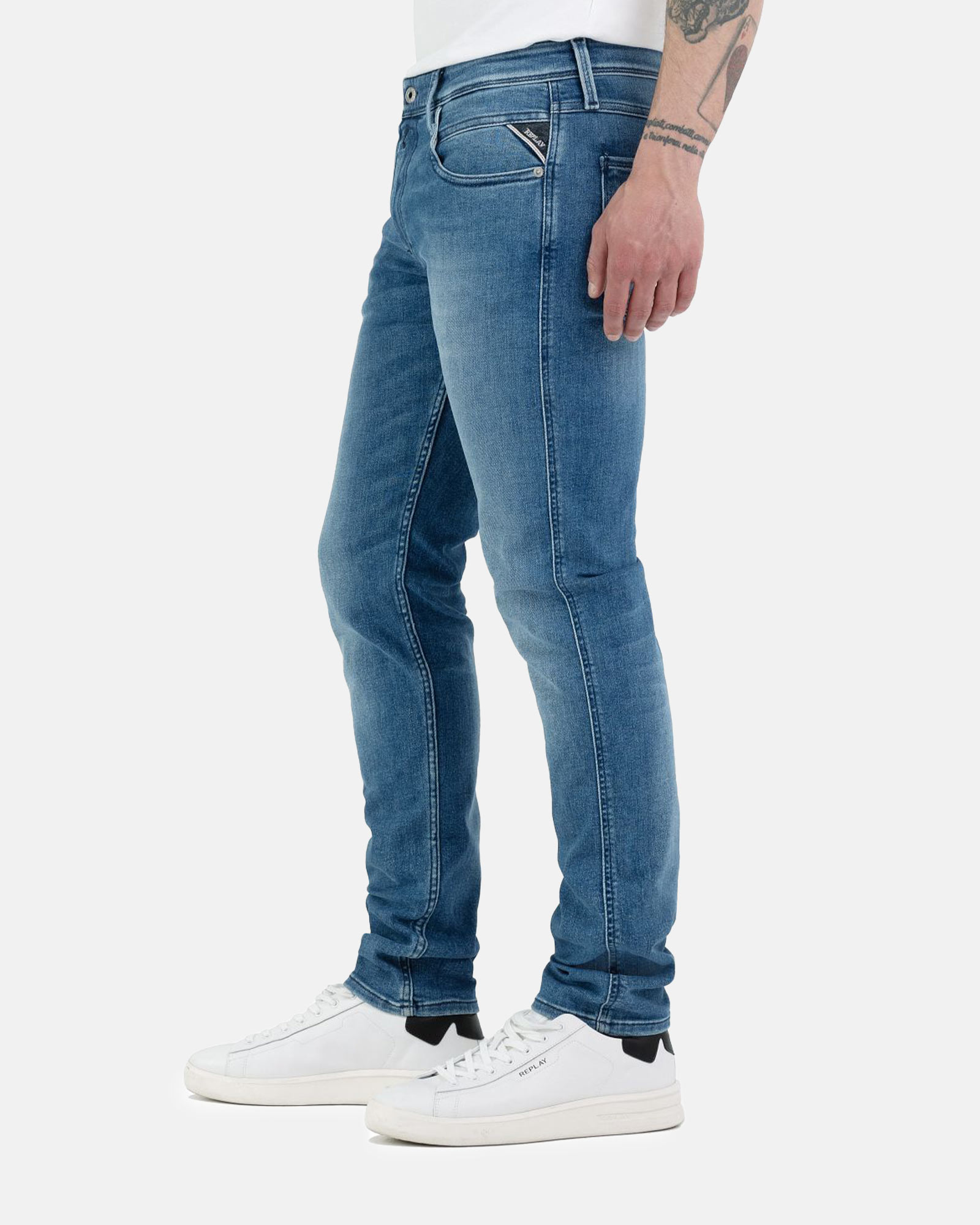 REPLAY MAN DENIM 12 OZ MID BLUE POWER STRETCH