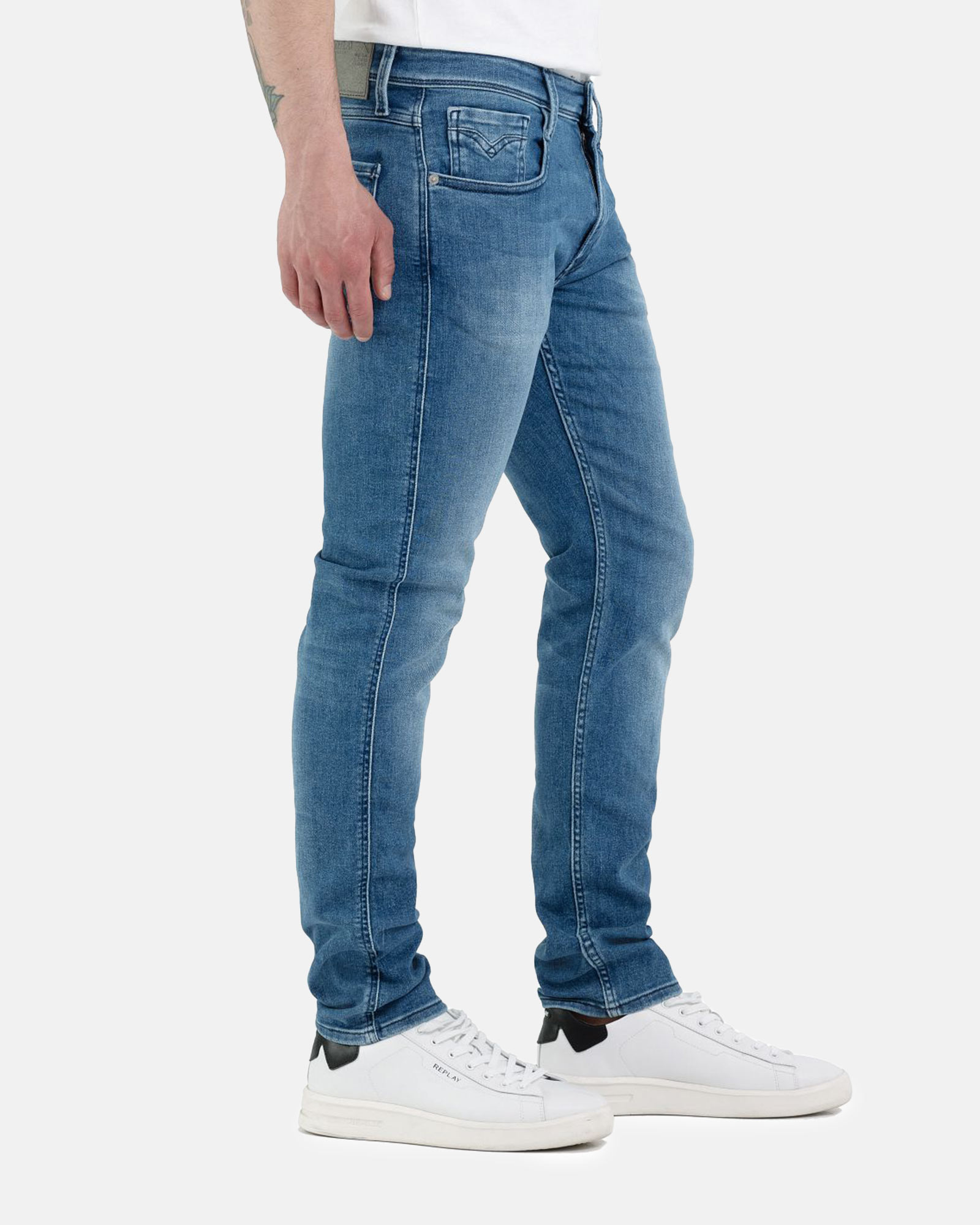 REPLAY MAN DENIM 12 OZ MID BLUE POWER STRETCH