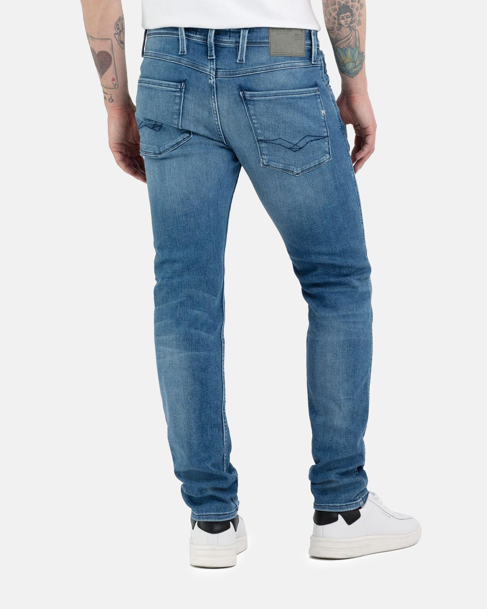 REPLAY MAN DENIM 12 OZ MID BLUE POWER STRETCH
