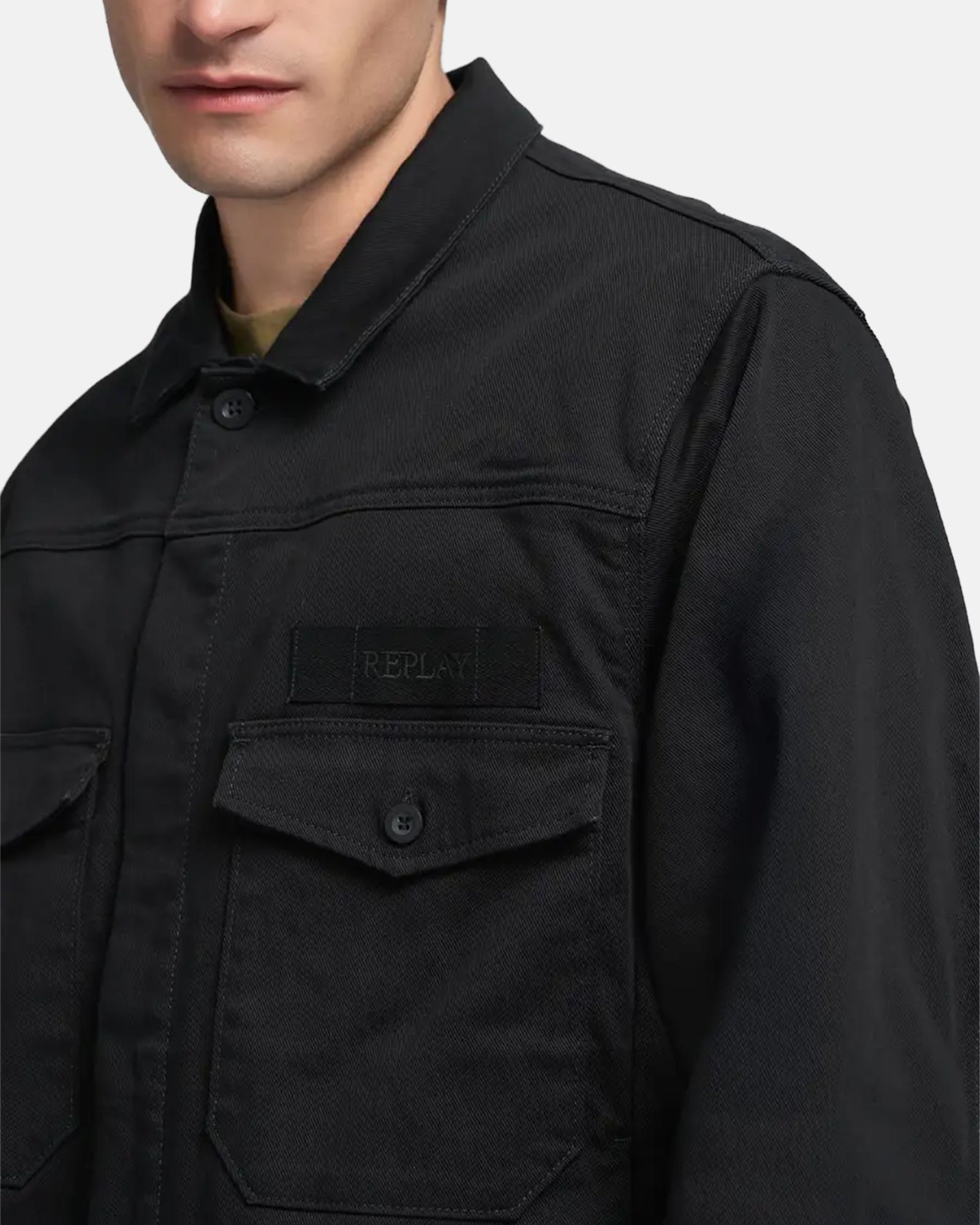 REPLAY 11 OZ BLACK OD BLACK COMFORT DENIM