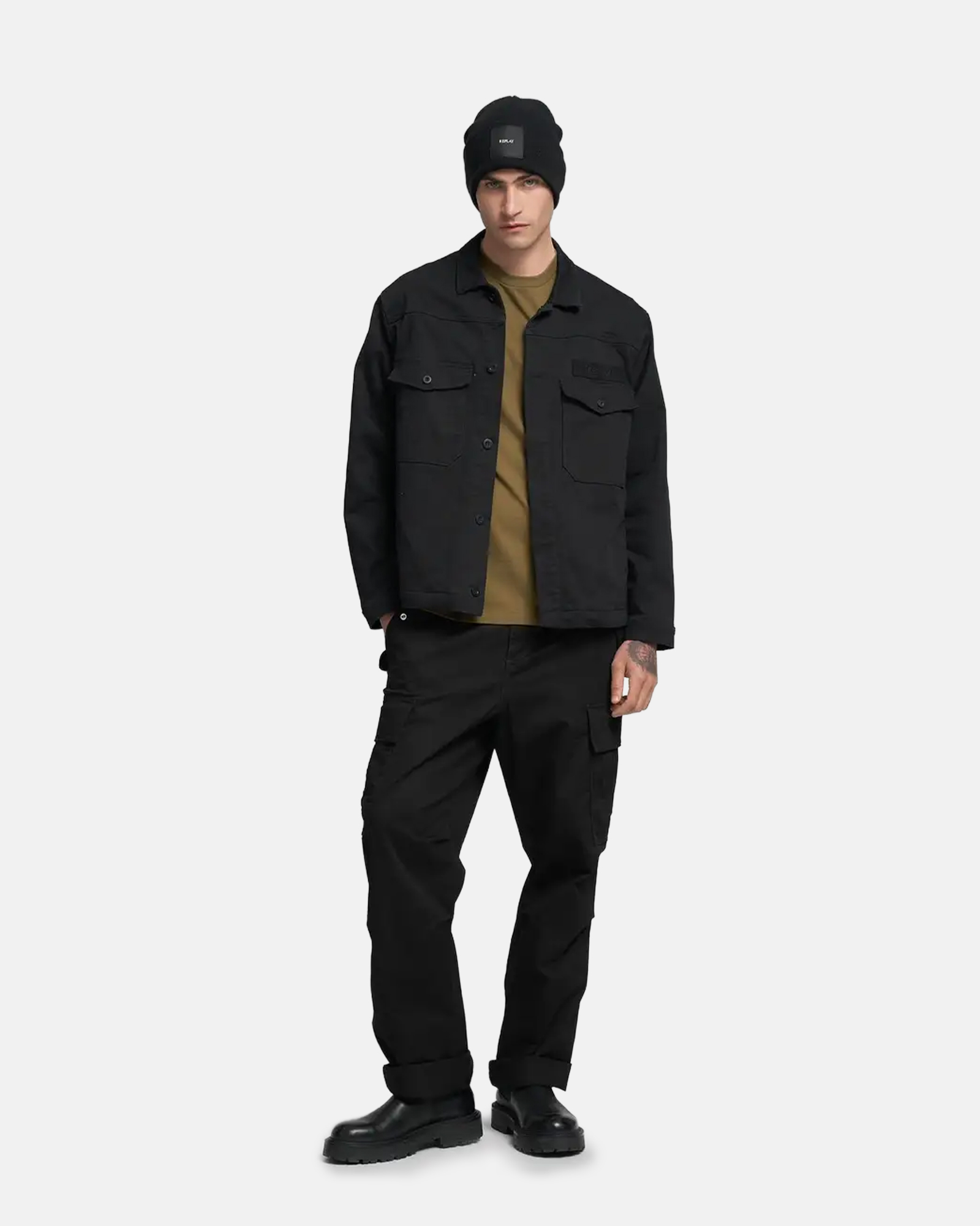 REPLAY 11 OZ BLACK OD BLACK COMFORT DENIM