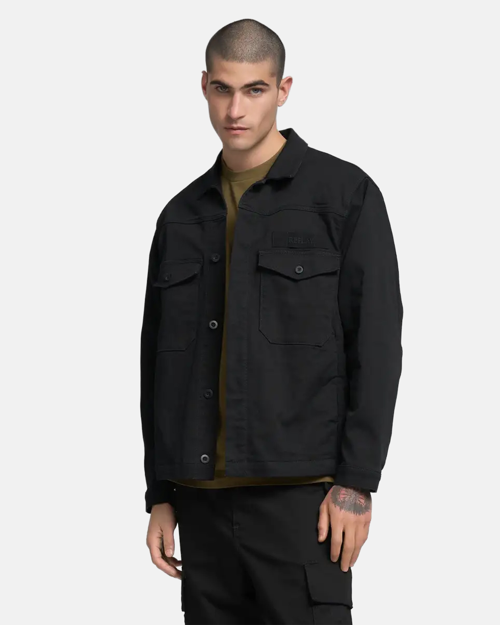 REPLAY 11 OZ BLACK OD BLACK COMFORT DENIM