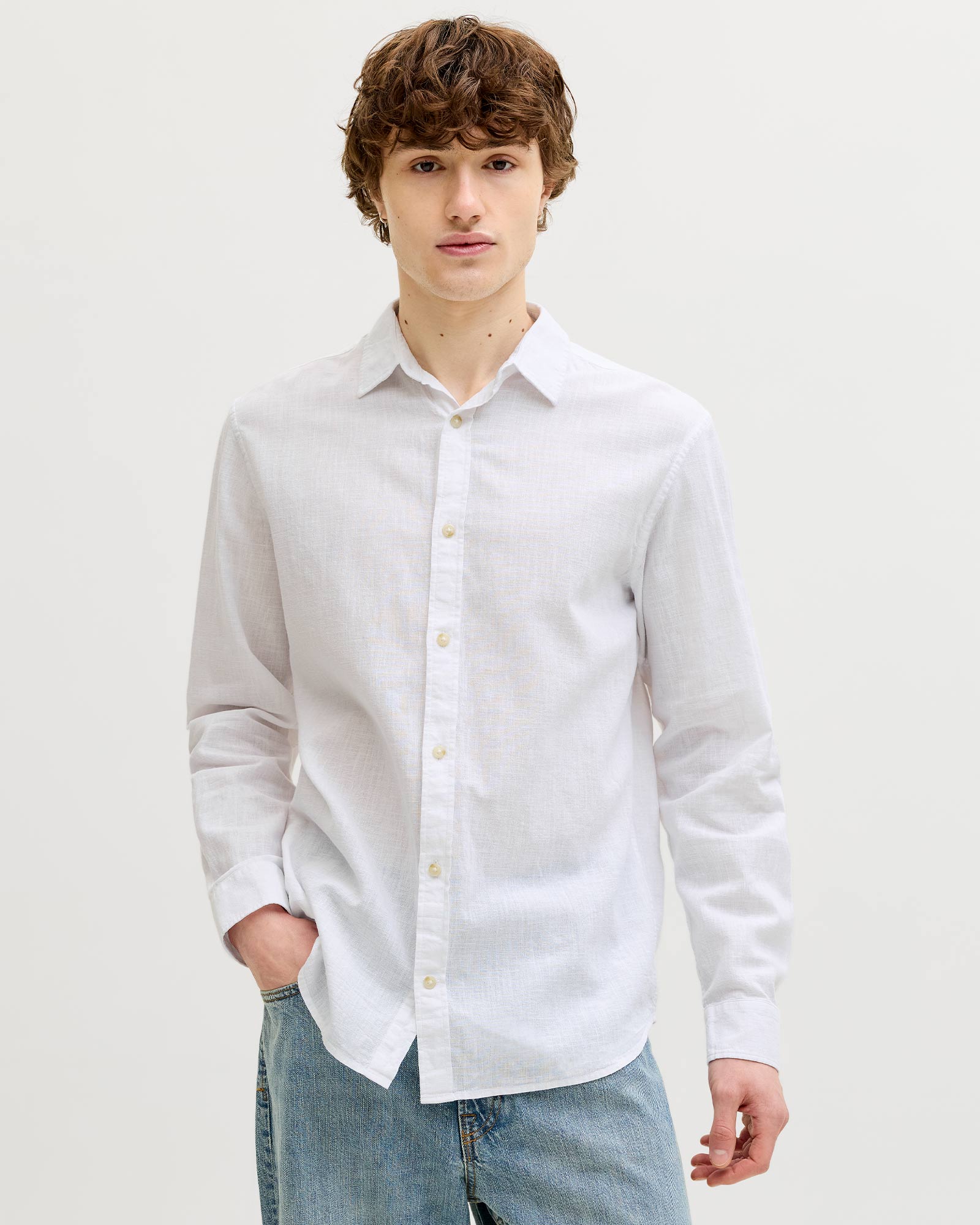 JACK & JONES ESSENTIALS JJESUMMER LINEN BLEND SHIRT L/S
