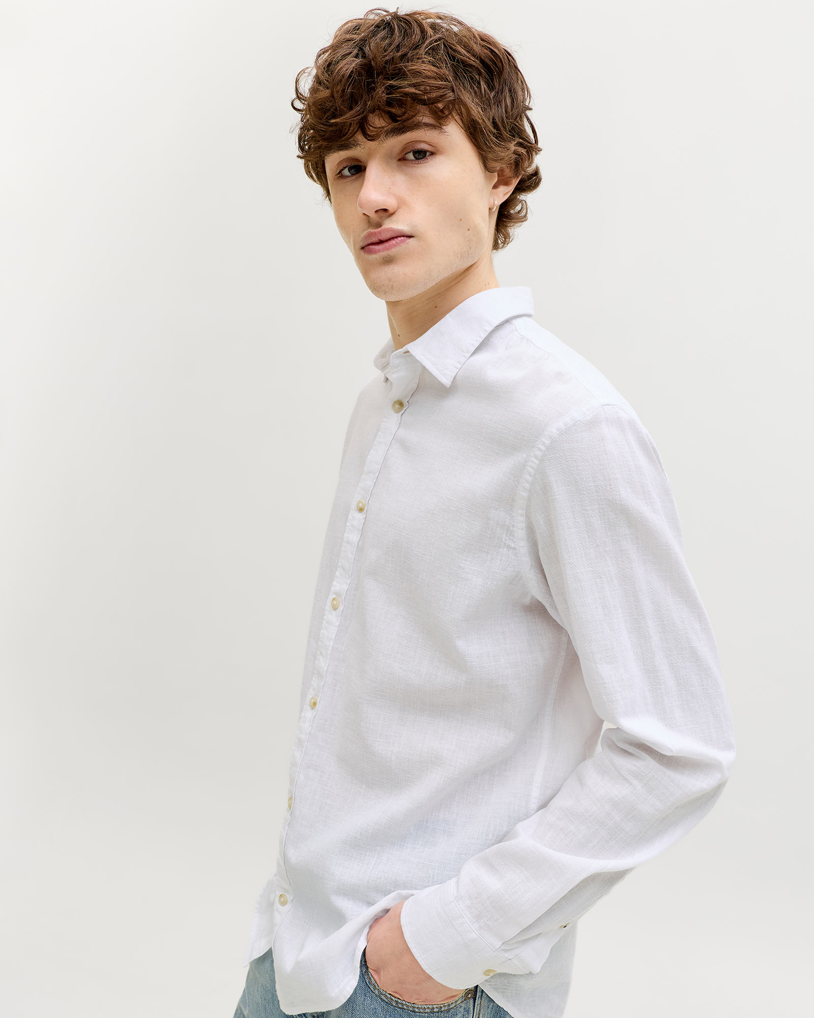 JACK & JONES ESSENTIALS JJESUMMER LINEN BLEND SHIRT L/S