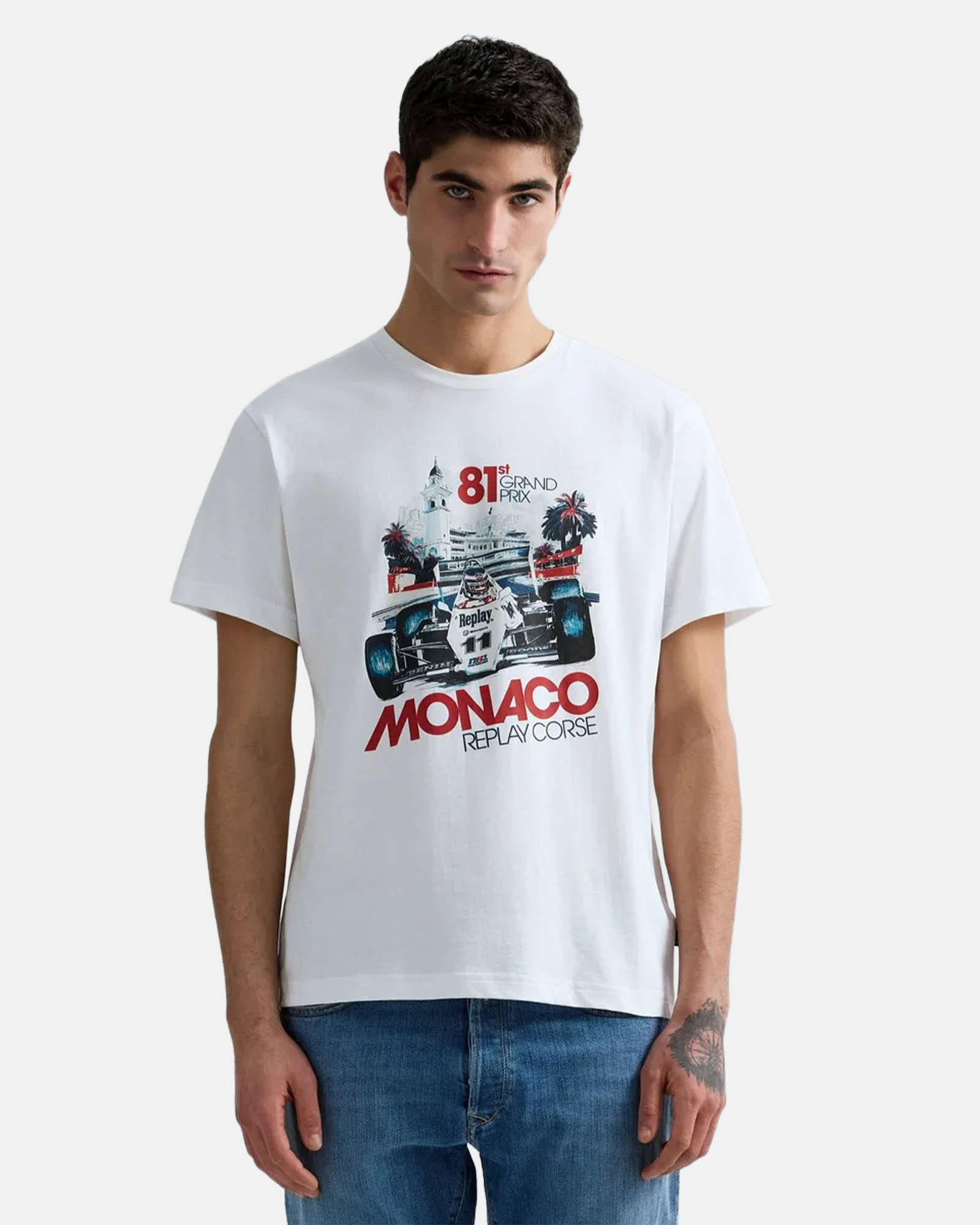 REPLAY JERSEY T-SHIRT WITH FORMULA 1 GRAPHIC