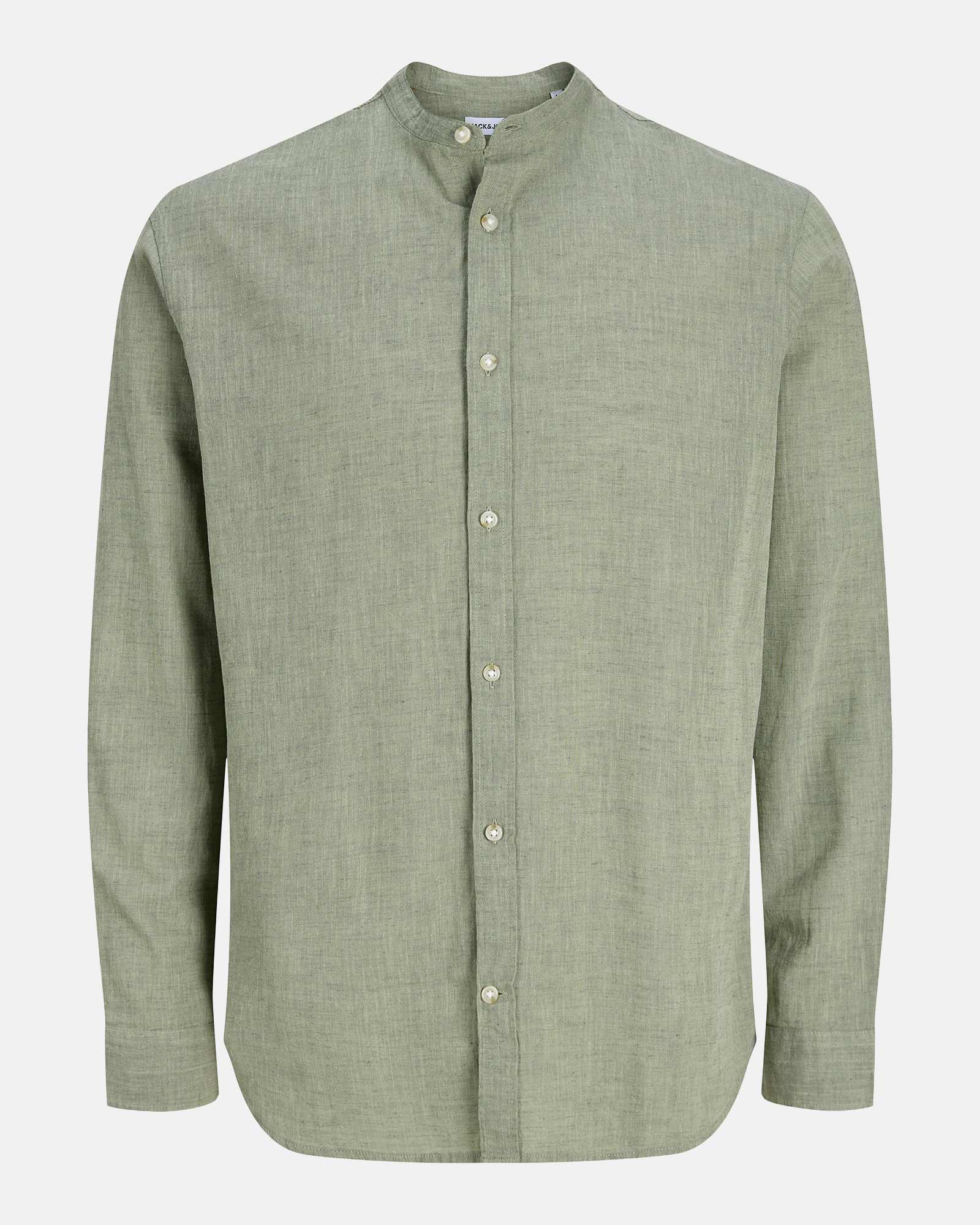 JACK & JONES JJESUMMER LINEN BLEND BAND SHIRT L/S SN
