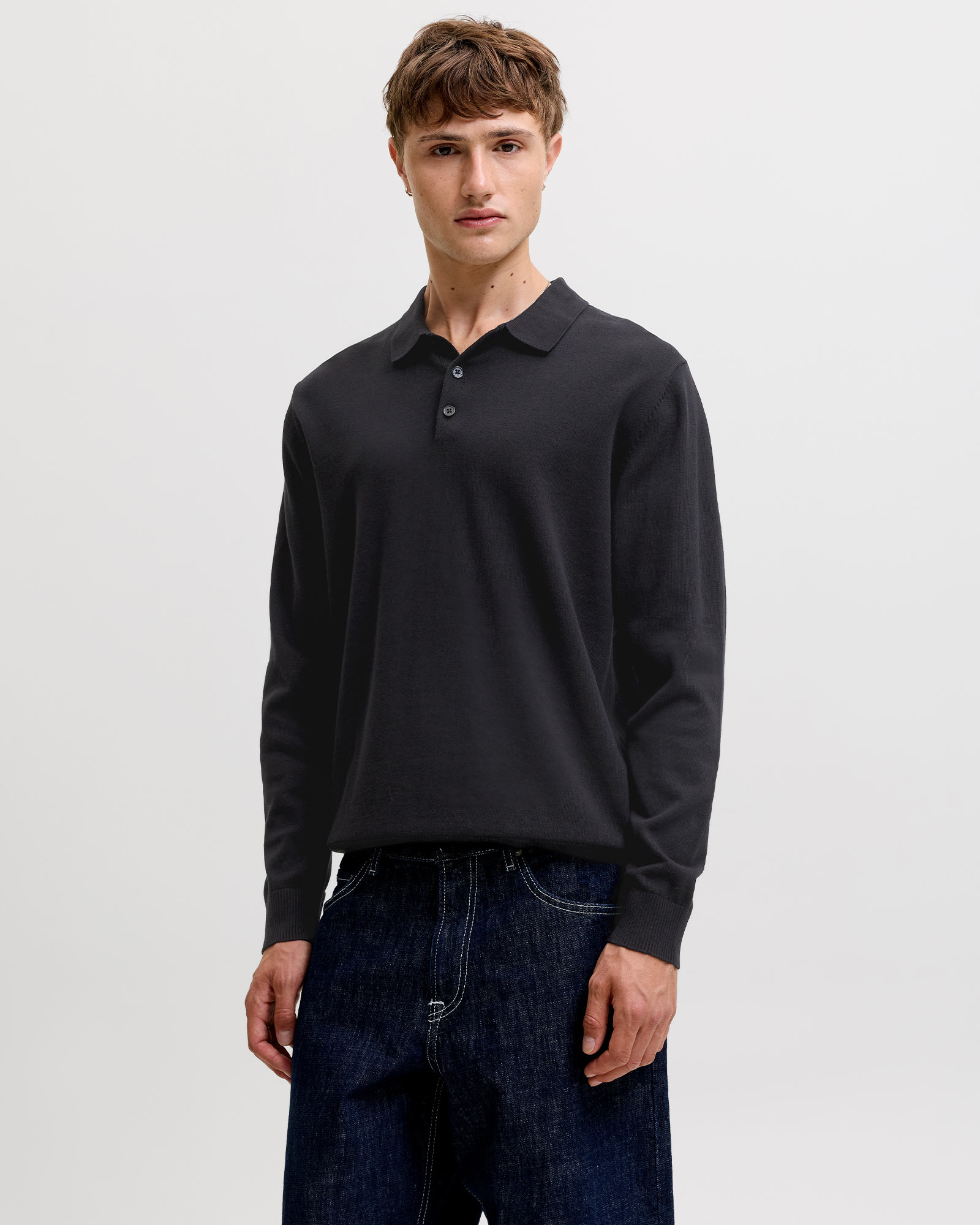 JACK & JONES ESSENTIALS JJEBASIC KNIT LS POLO SN